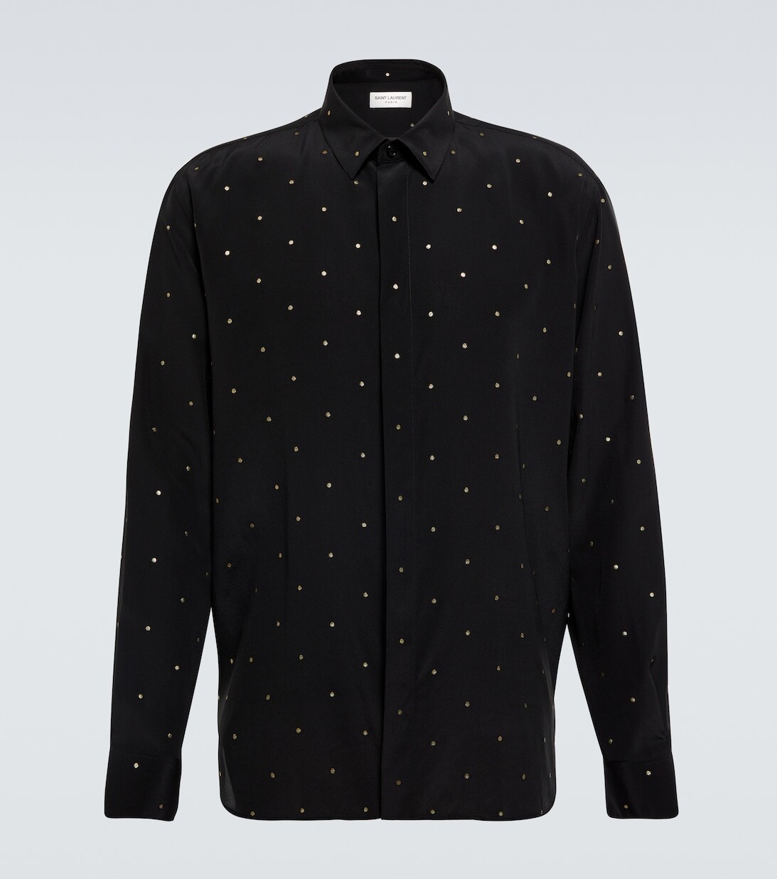 

Рубашка из шелкового крепдешина с вышивкой Saint Laurent, черный