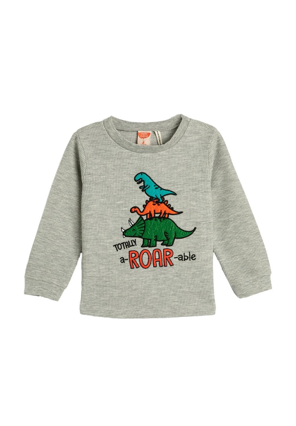 

Вязаный джемпер DINOSAUR LONG SLEEVE CREW NECK WAFFLE TEXTURED Koton, цвет grey