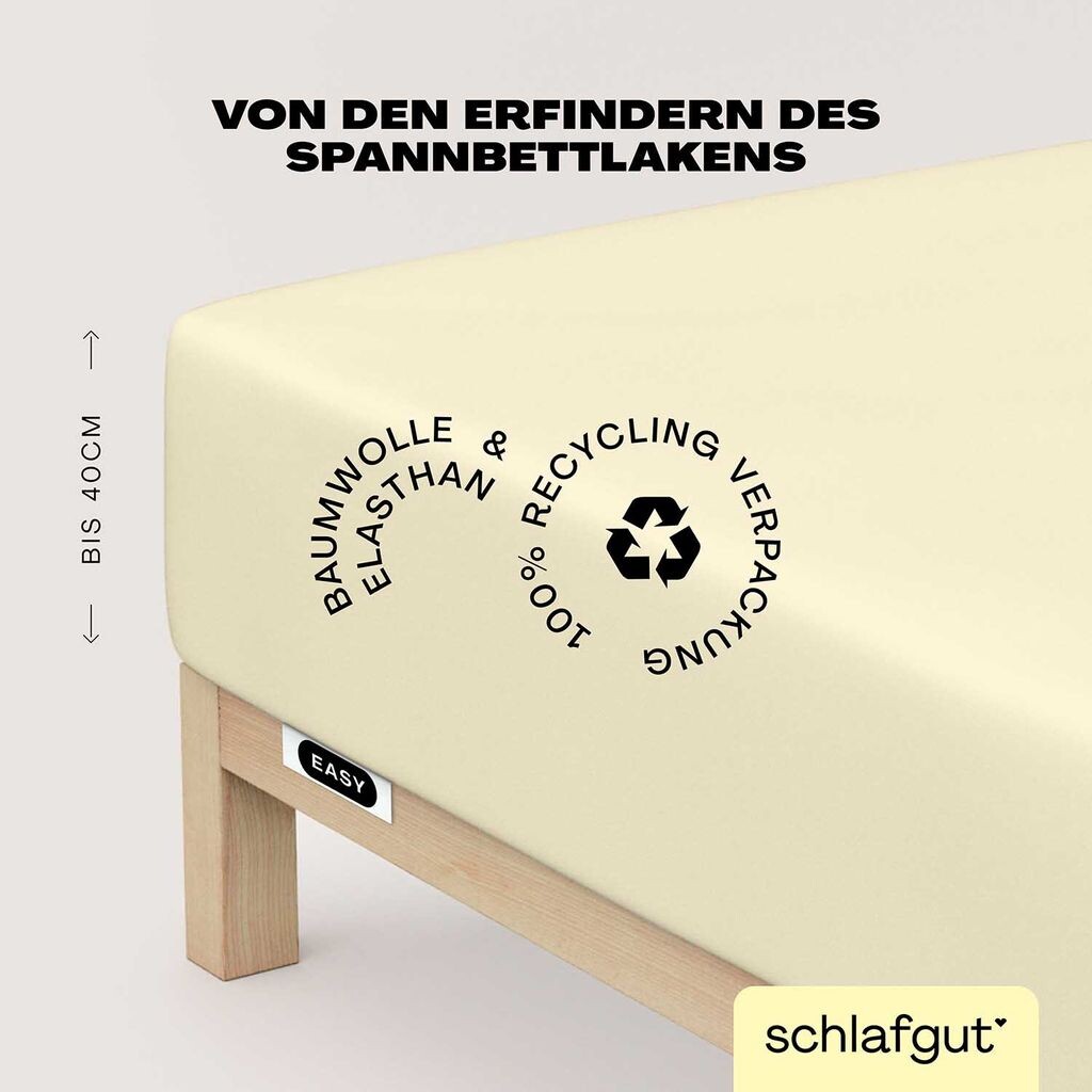 

Schlafgut Easy Jersey Простыня с эластаном Box Spring, 90x190 - 100x220 см, Желтая легкая простыня из смеси хлопка