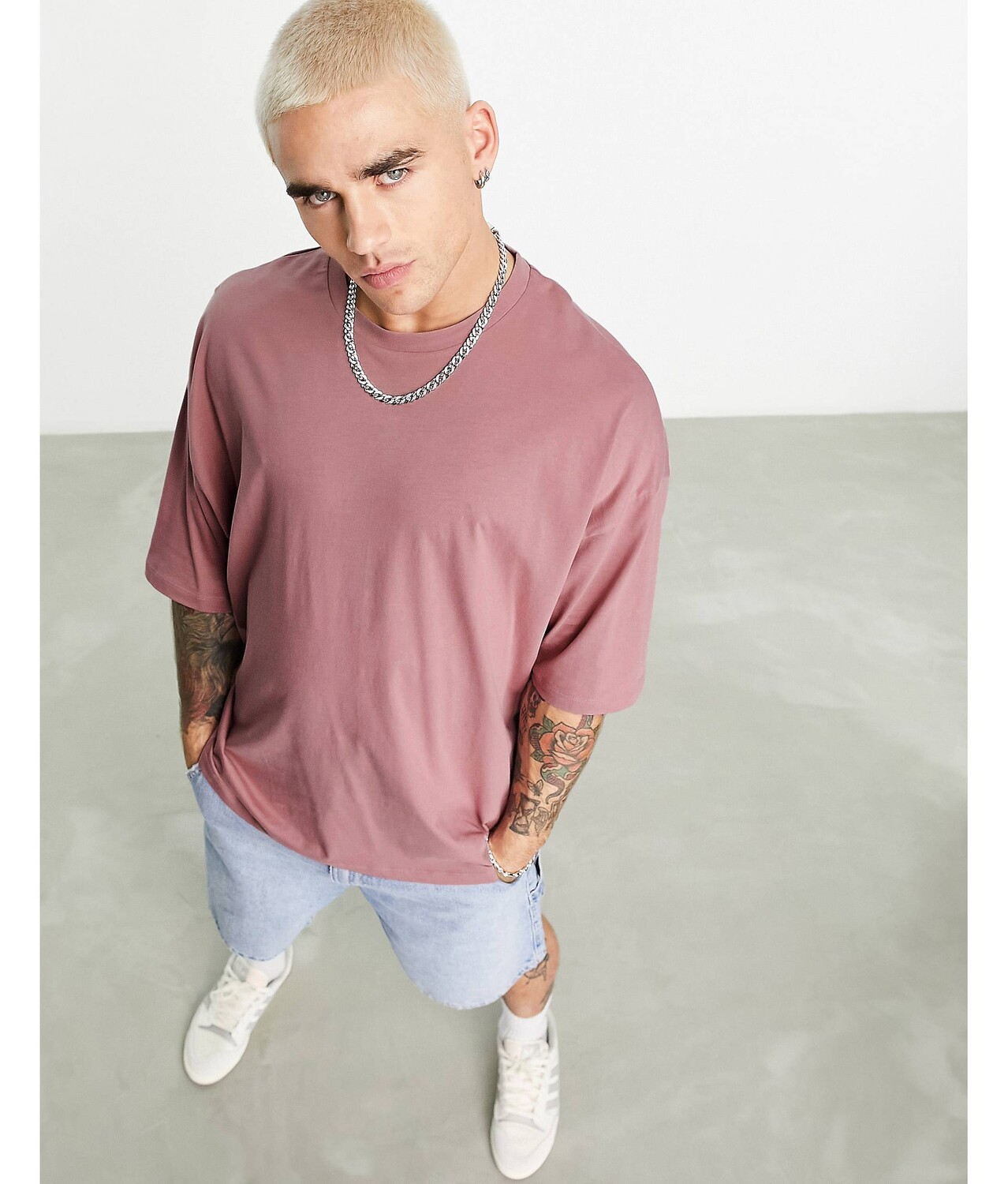 

Футболка оверсайз с круглым вырезом цвета пыльной розы ASOS DESIGN, Коричневый