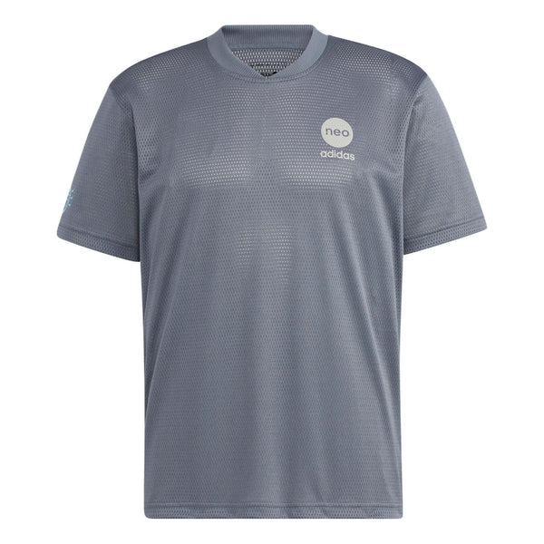 Футболка Men's adidas neo Bb Mesh Tee Alphabet Pattern Printing Pullover Short Sleeve Gray T-Shirt, серый