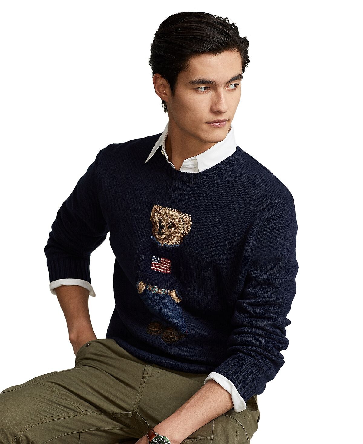 

Мужской хлопково-льняной свитер Polo Bear Polo Ralph Lauren