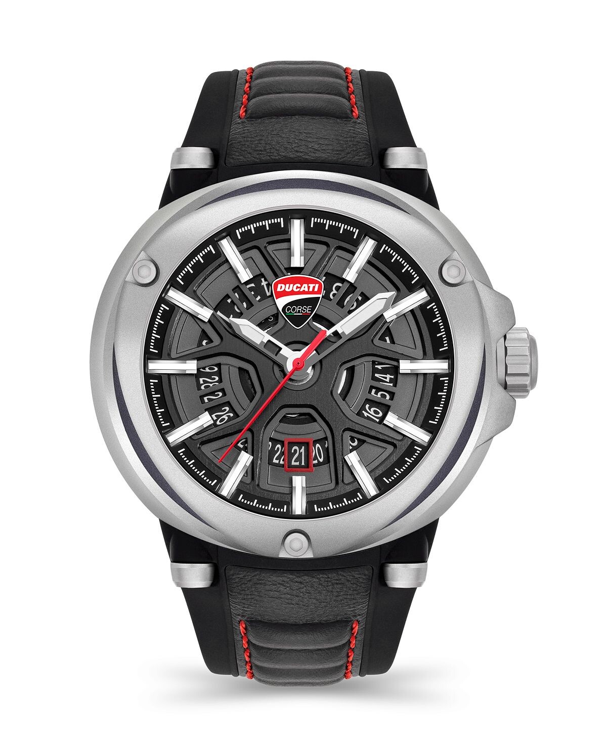 

Мужские часы Partenza Collection с черным силиконовым ремешком, 49 мм Ducati Corse