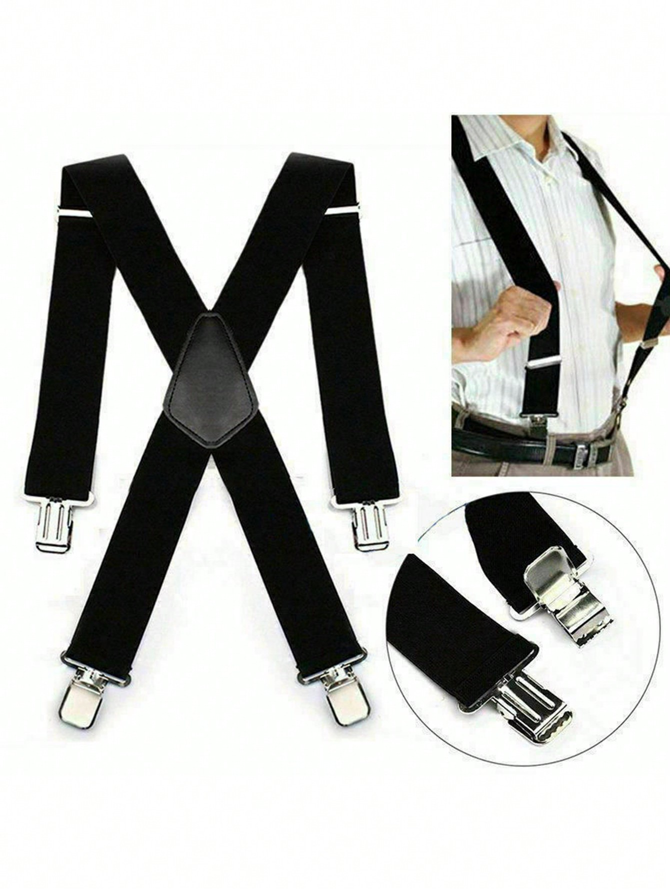 1 шт. Черные эластичные подтяжки на клипсе в форме буквы X для мужских брюк в западном стиле, черный 4 шт эластичные подтяжки для простыни 15 30 см