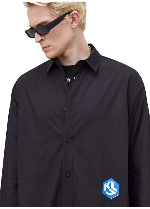 

Нормальная черная мужская рубашка 236D1603_KLJ MONOGRAM SHIRT Karl Lagerfeld Jeans, черный