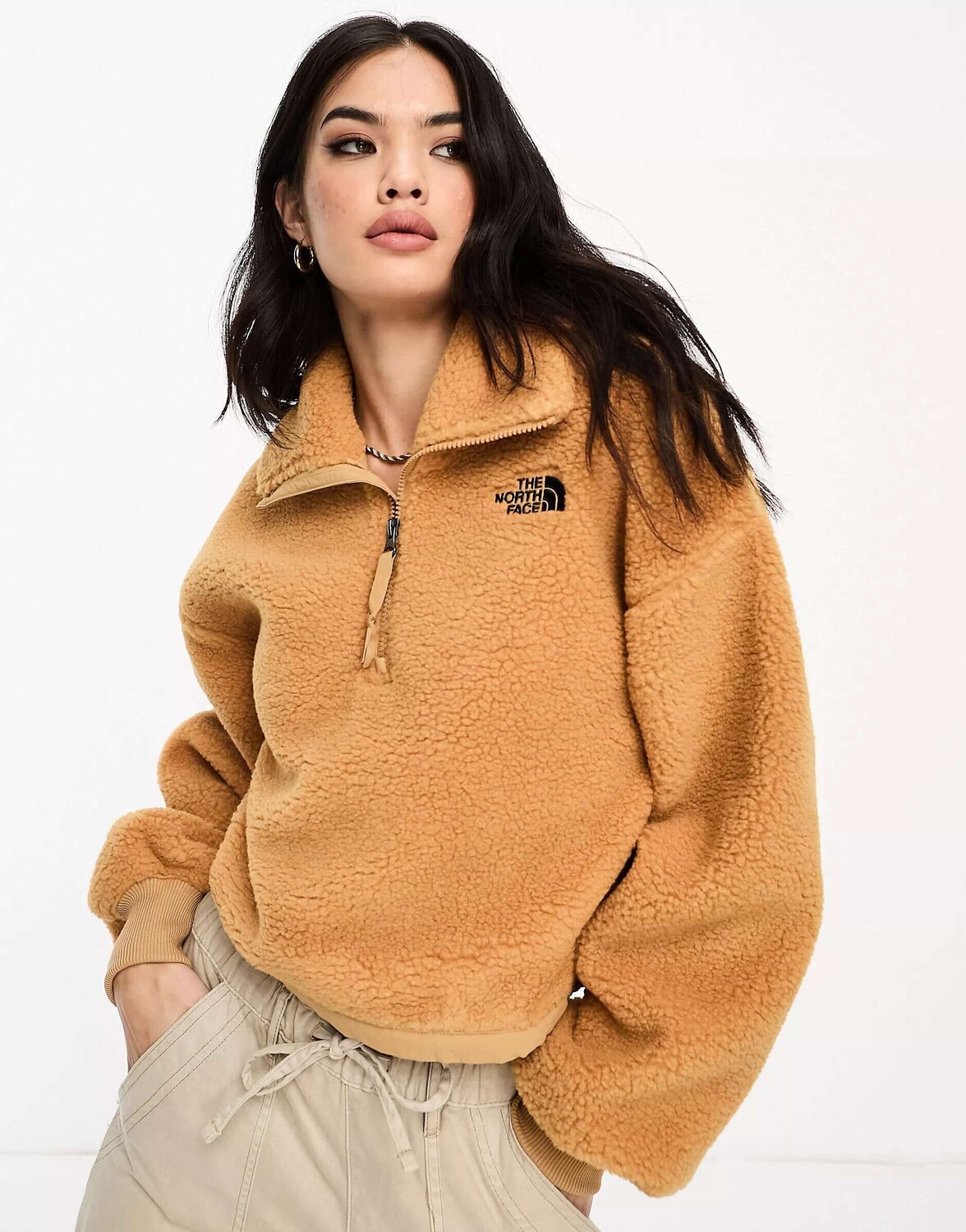 

Бежевый флисовый флис с высоким ворсом и молнией 1/4 The North Face Platte