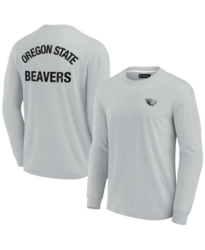 

Мужская и женская серая супермягкая футболка с длинным рукавом Oregon State Beavers Fanatics Signature, серый