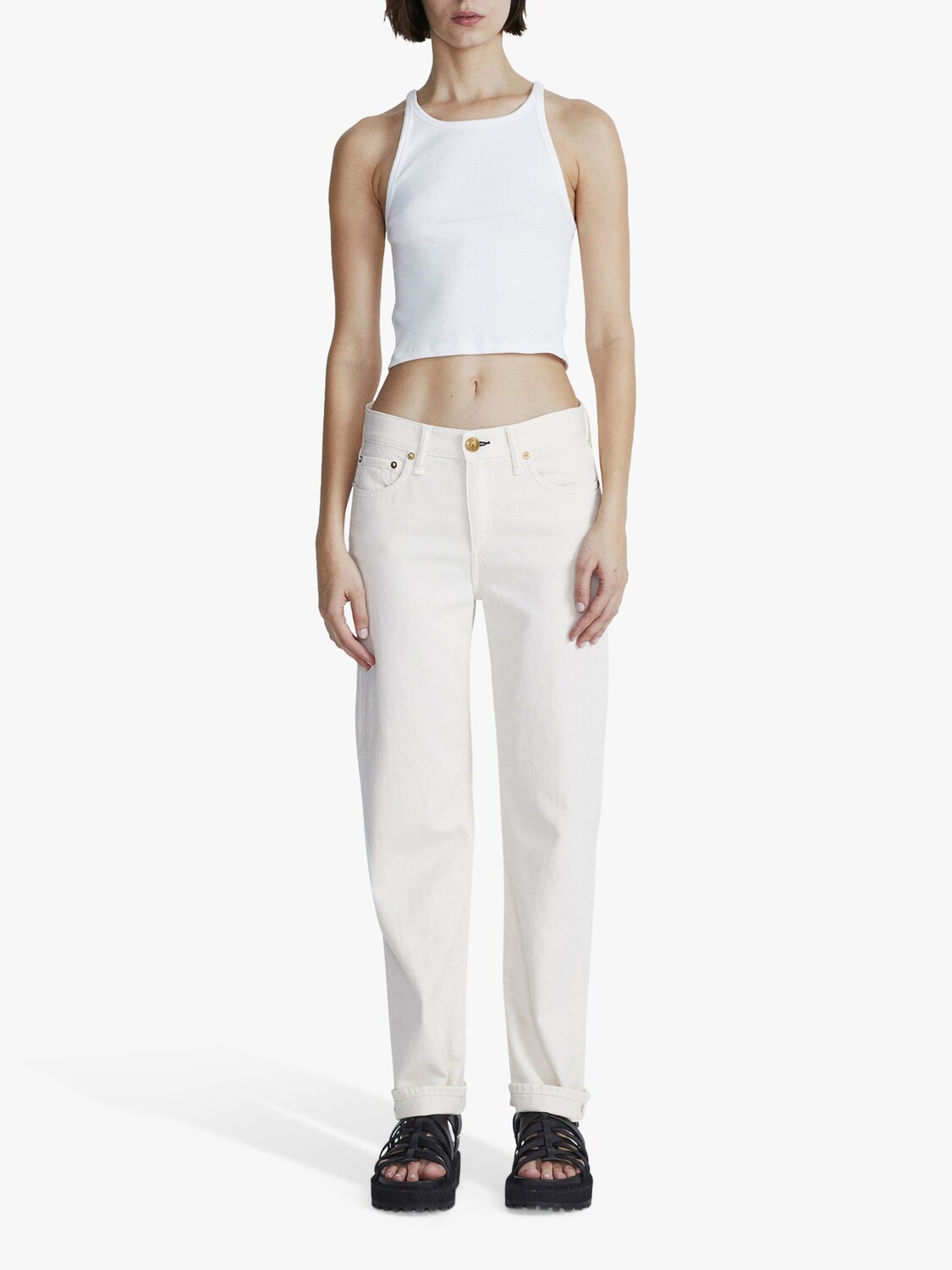 

Джинсы прямого кроя с низкой посадкой rag &bone Dre, экрю