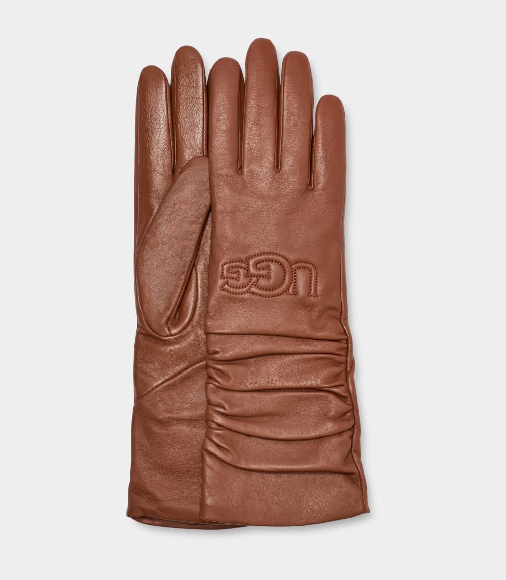 

Перчатки Leather Scrunched Logo Glove UGG, коричневый
