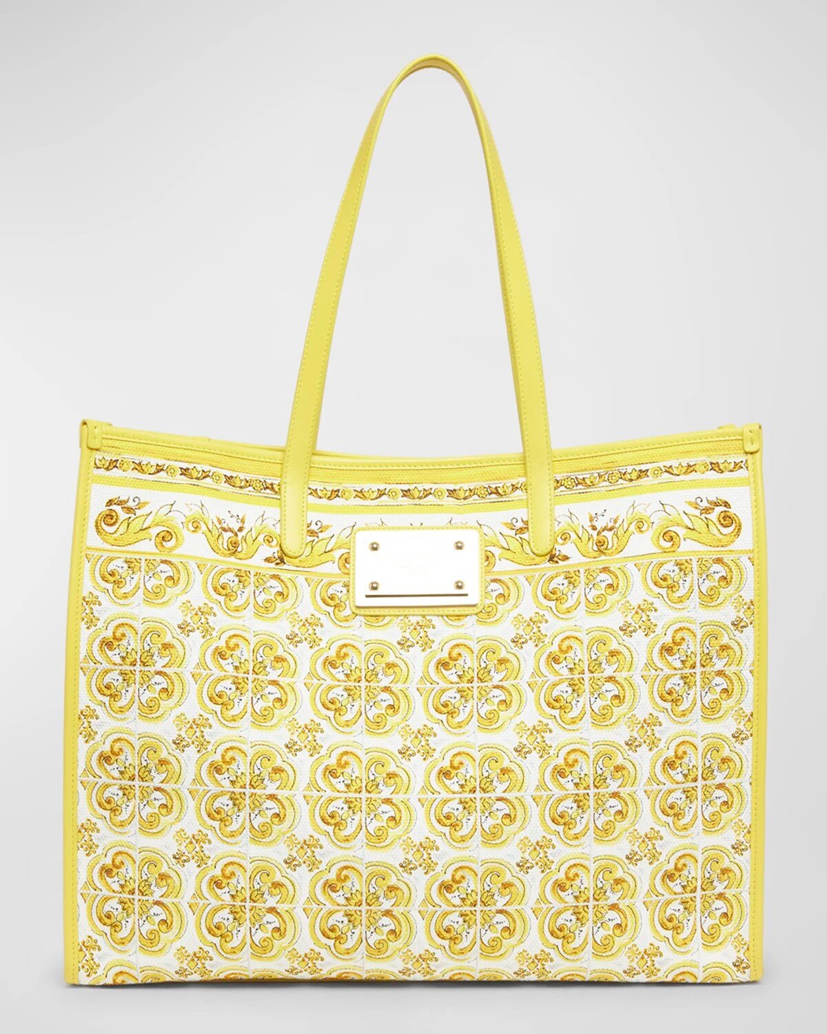

Сумка-тоут из парусины с принтом майолика Dolce&Gabbana, цвет Azulejos Giallo