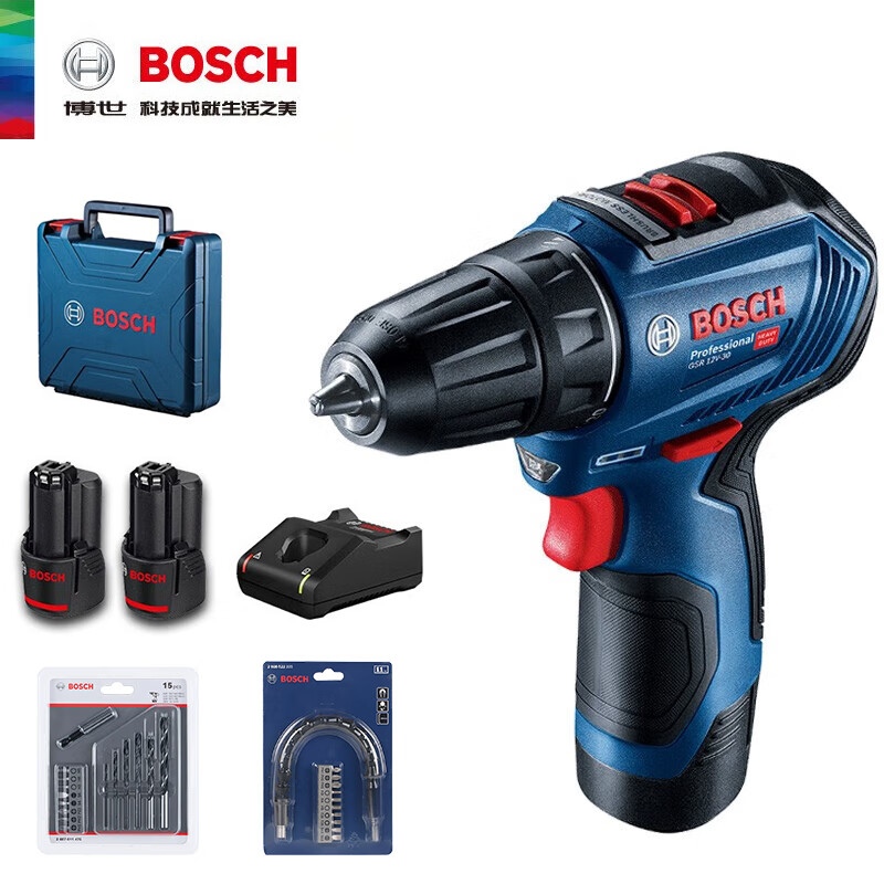 Дрель ручная бесщеточная Bosch GSR 12V-30 + аккумулятор, бита-отвертка