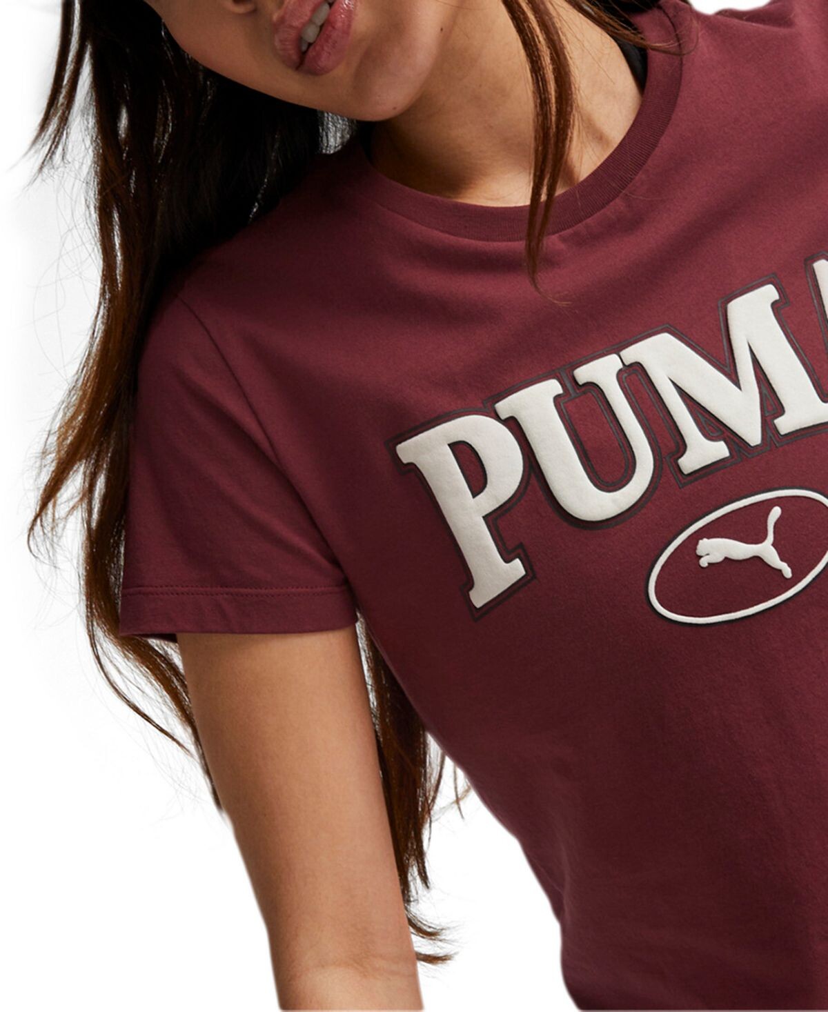 

Женская хлопковая футболка с круглым вырезом и рисунком Squad Puma