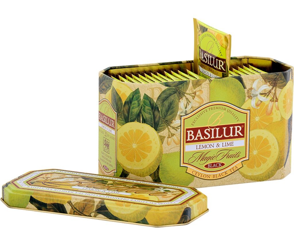 

Чай BASILUR Черный цейлонский со вкусом лимона и лайма в практичных пакетиках 40 г