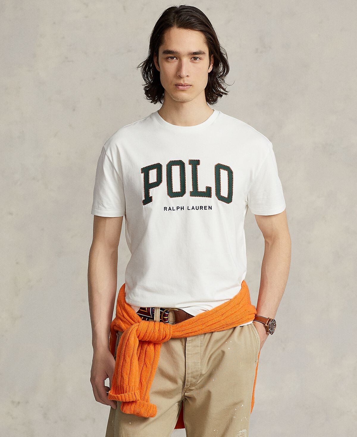 

Мужская хлопковая трикотажная футболка классического кроя с логотипом Polo Ralph Lauren