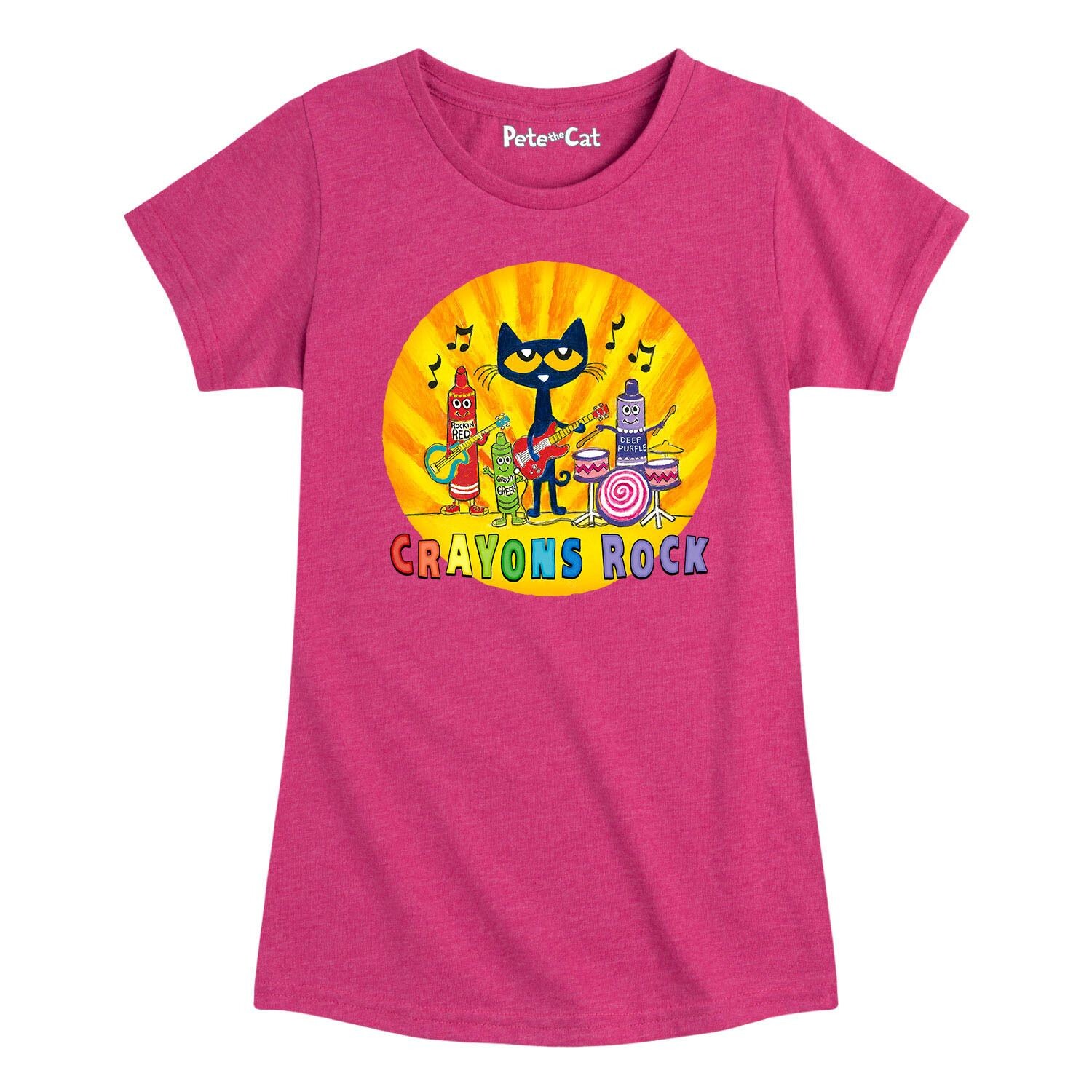 

Футболка с рисунком в стиле рок для девочек 7–16 лет с карандашами Pete The Cat Licensed Character