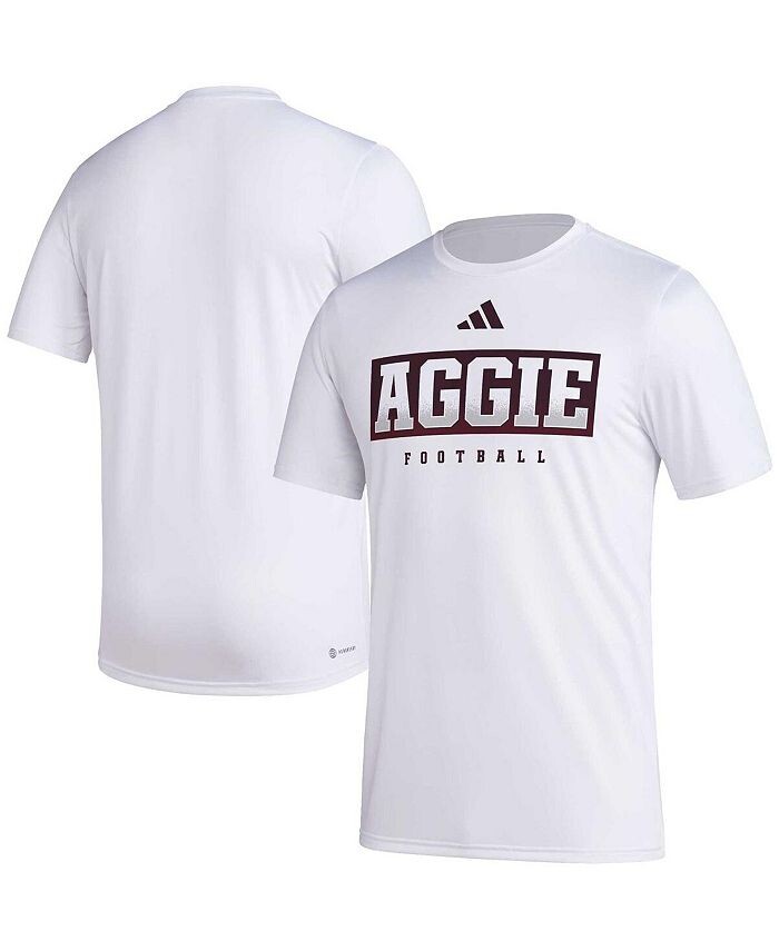

Мужская белая футболка Texas A&M Aggies Football Practice AEROREADY Pregame adidas, белый