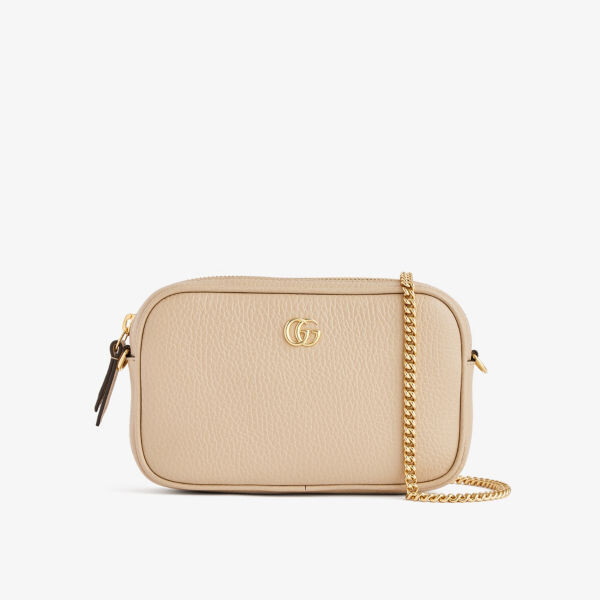 

Миниатюрная кожаная сумка через плечо Marmont Gucci, цвет oatmeal