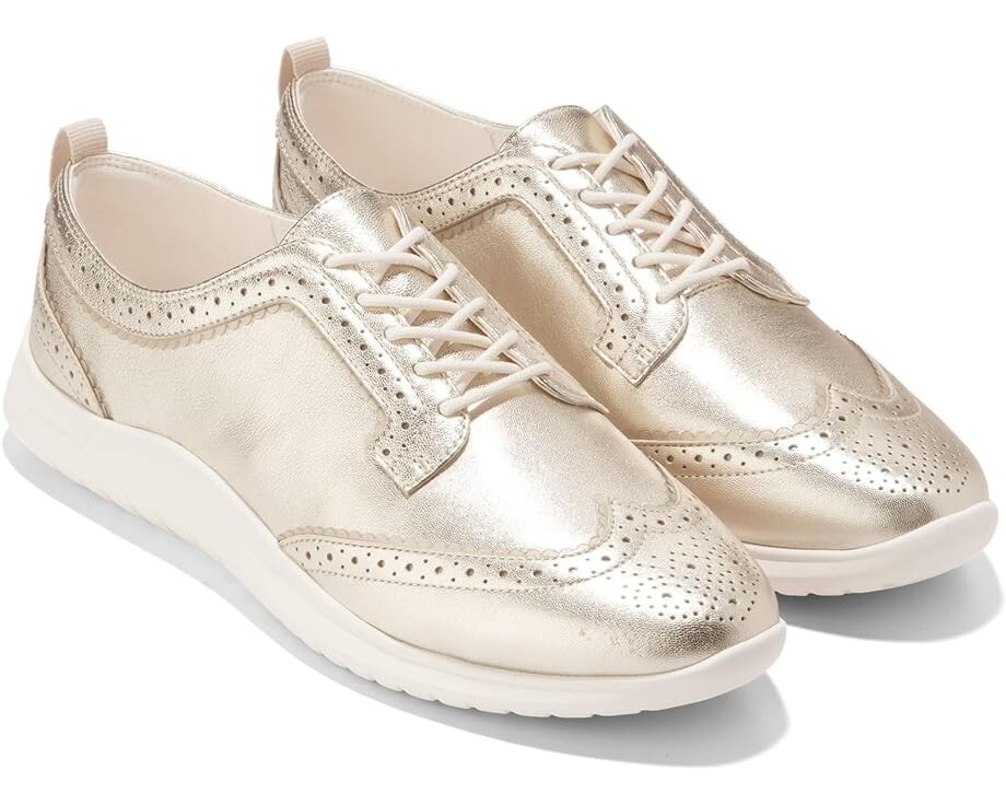 

Туфли на плоской подошве Cole Haan Zerogrand Meritt Wing Tip Oxford, цвет Gold Talca/Ivory