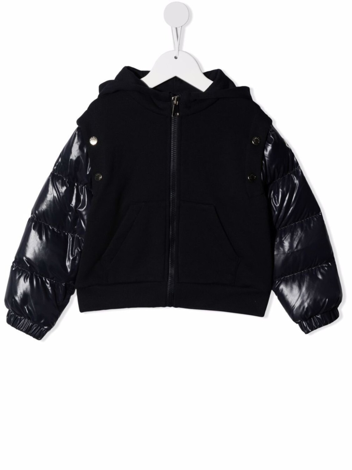 

Пуховик на молнии с капюшоном Moncler Enfant, синий