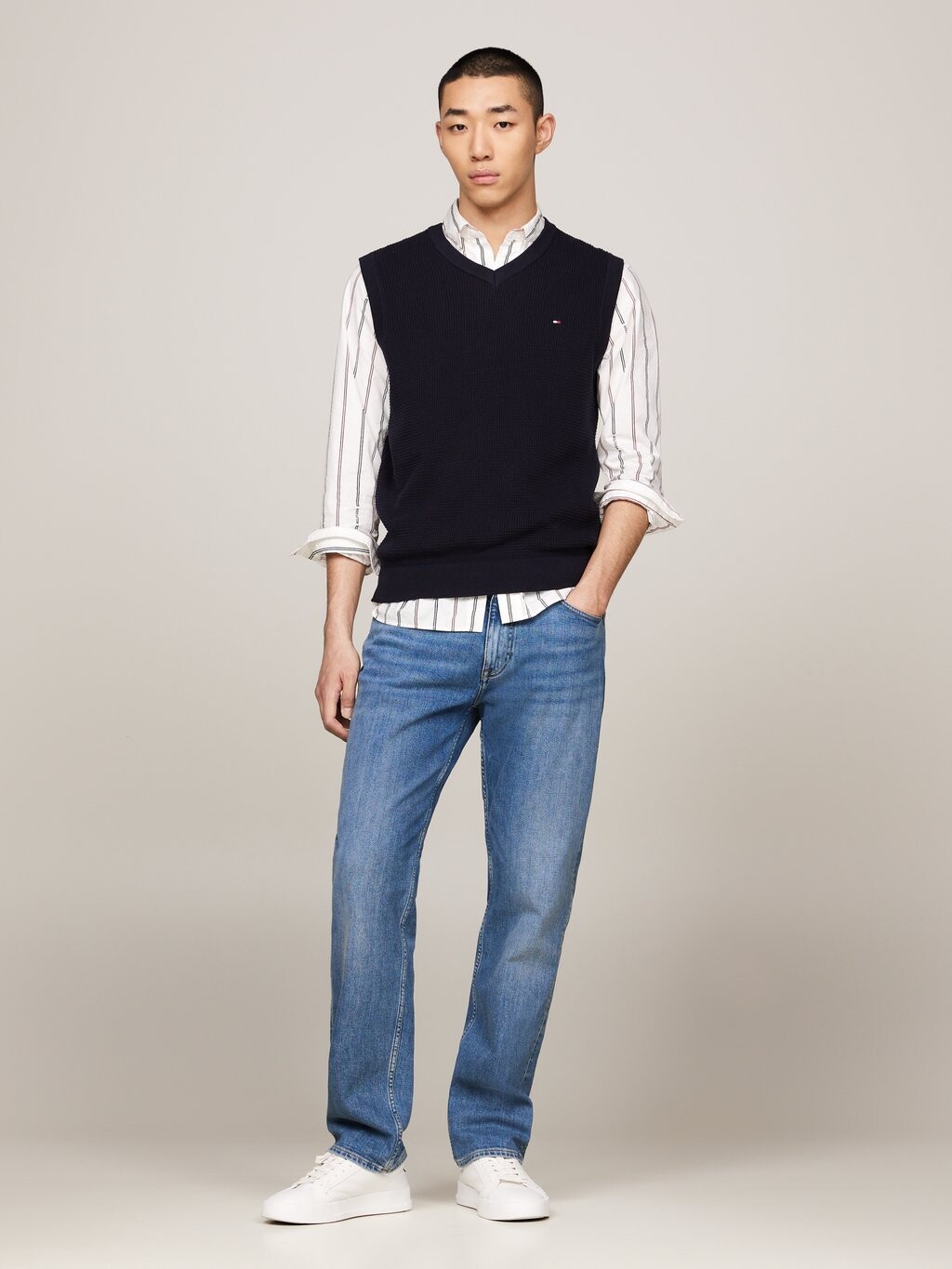 

Вязаный свитер REFINED STRUCTURE Tommy Hilfiger, темно-синий