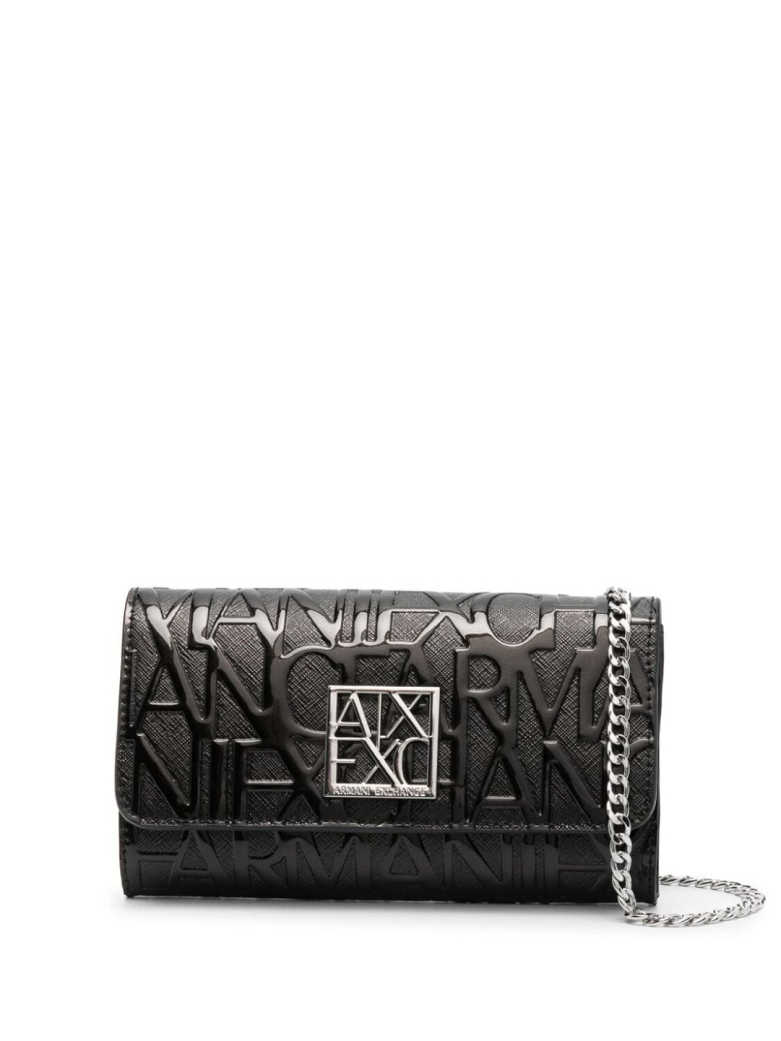 

Armani Exchange лакированная сумка через плечо с тисненым логотипом, черный