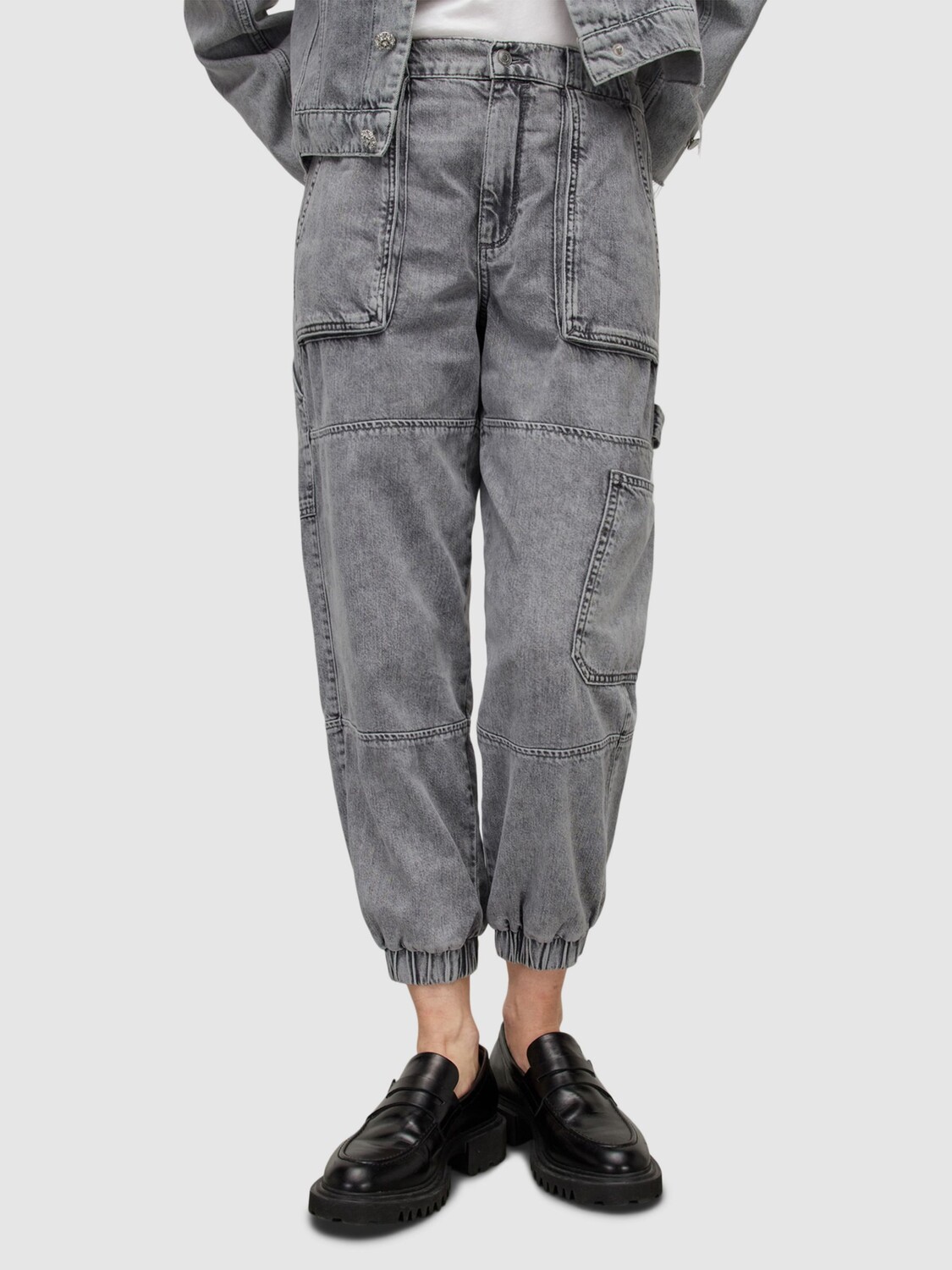 

Джинсы прямого кроя AllSaints Mila, потертый серый