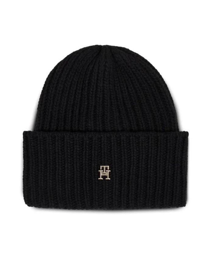 

Шикарная шапка вязки в рубчик Tommy Hilfiger, черный