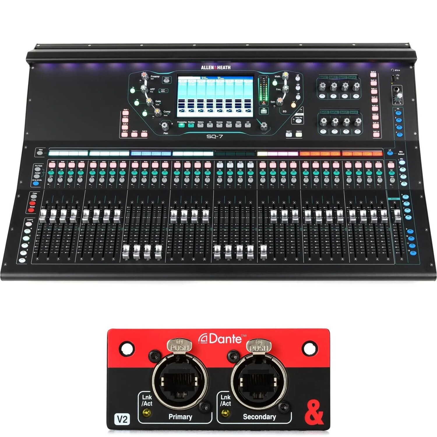 

Новый 48-канальный цифровой микшер Allen & Heath SQ-7 с картой Dante