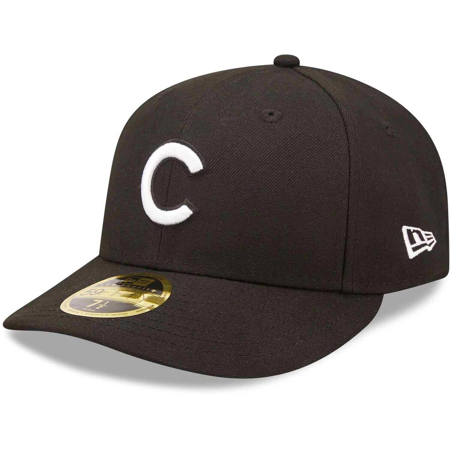 

Мужская облегающая шляпа New Era Chicago Cubs черно-белая с низким профилем 59FIFTY