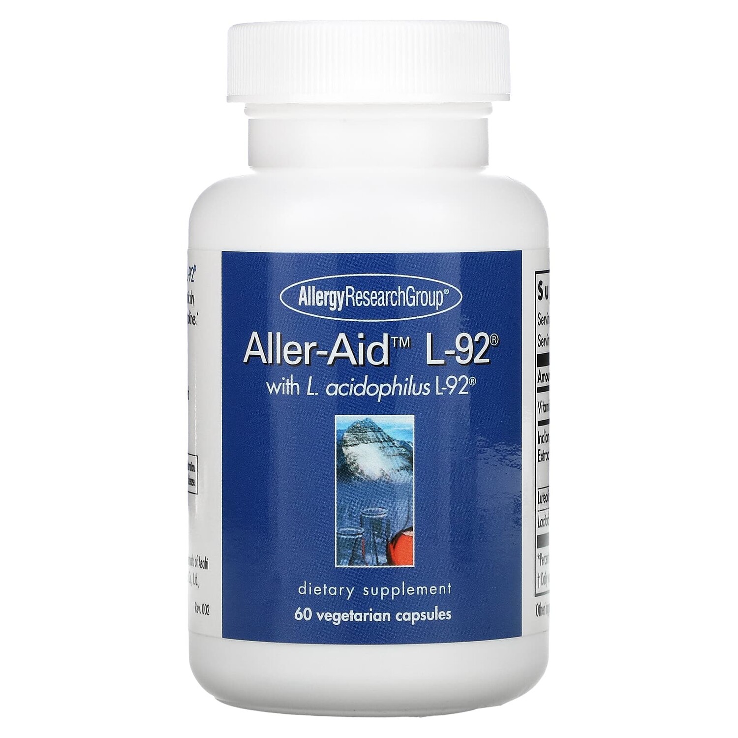

Aller-Aid L-92 с L. Acidophilus L-92, 60 вегетарианских капсул, Allergy Research Group