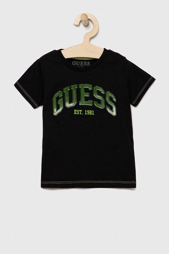 

Детская хлопковая футболка Guess, черный