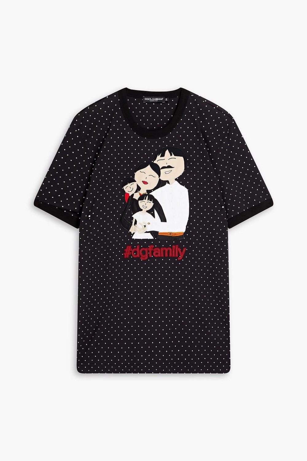 

Футболка из хлопкового джерси с аппликацией в горошек DOLCE & GABBANA, черный