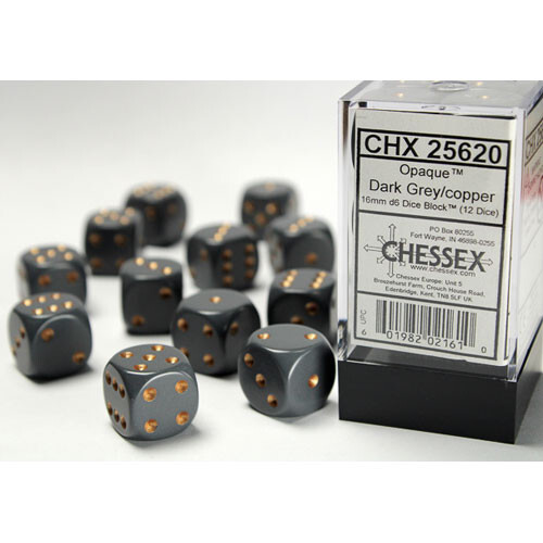 

Аксессуары Chessex Chessex 16mm d6 Set: Opaque - Dark Grey w/Copper (12)