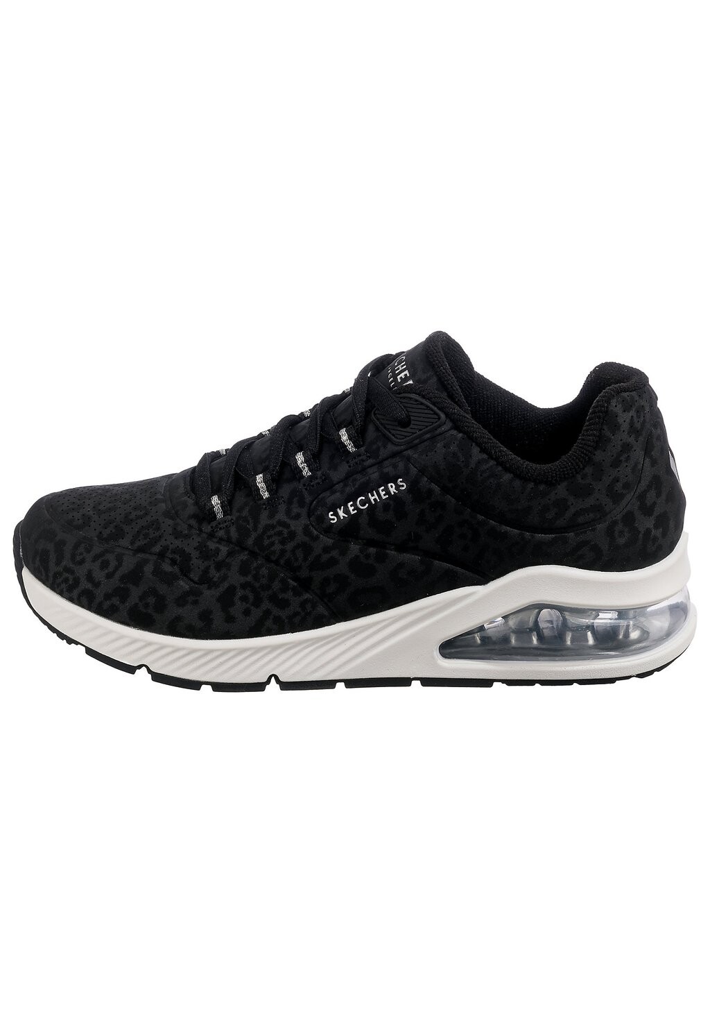 

Кроссовки Skechers Uno 2, черный дюрабук с леопардовым принтом в тон / сетчатая отделка