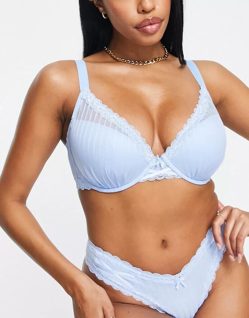 

Синий комплект нижнего белья Pour Moi Luxe Linear