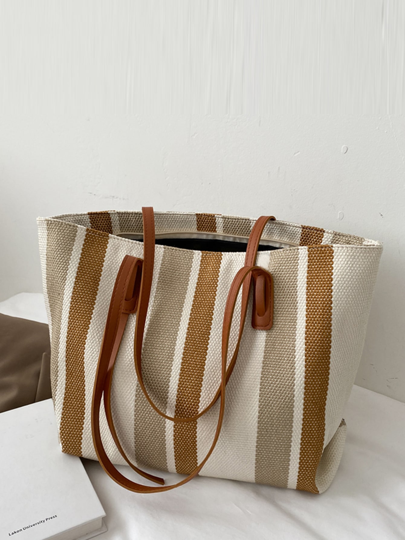 новейшая сумка тоут disney женская сумка винни пуха дизайнерская сумка сумка для покупок вместительная повседневная холщовая сумка Простая повседневная большая сумка с контрастной полосой, многоцветный