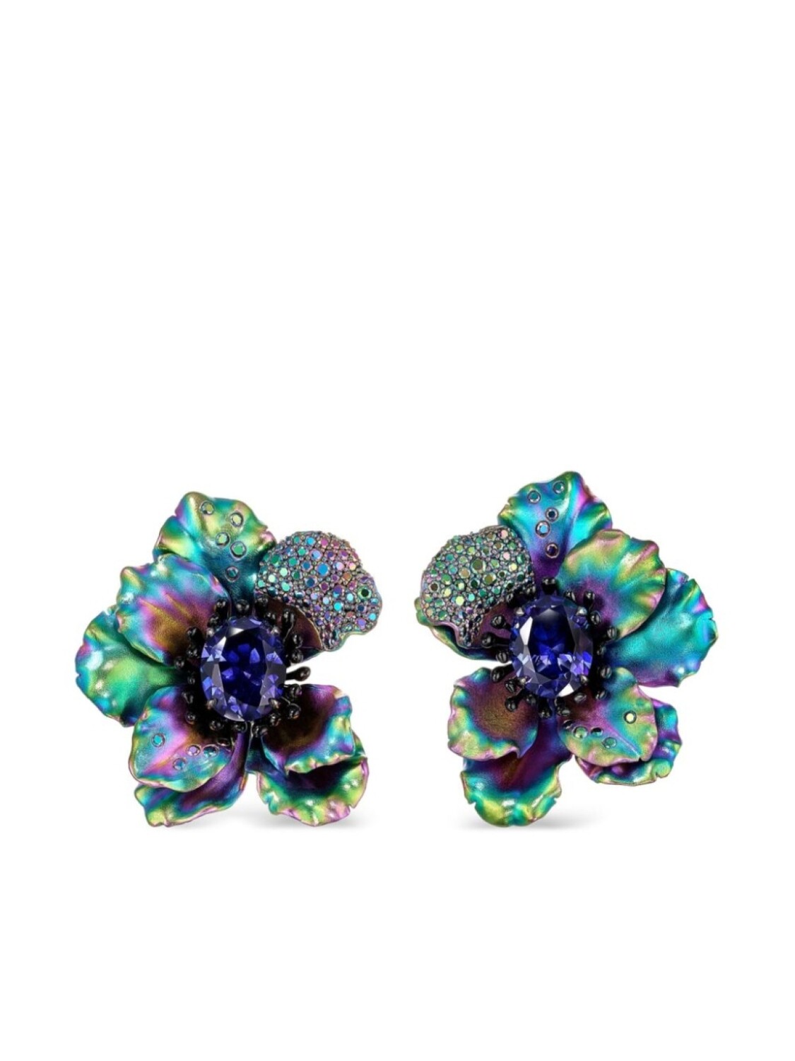 

Серьги Bloom Poppy из позолоченного серебра с камнями Anabela Chan, синий