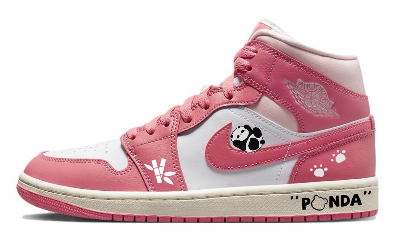 

Кроссовки Air Jordan 1 Vintage Basketball Shoes Women's Mid-top Black/white/pink, розовый