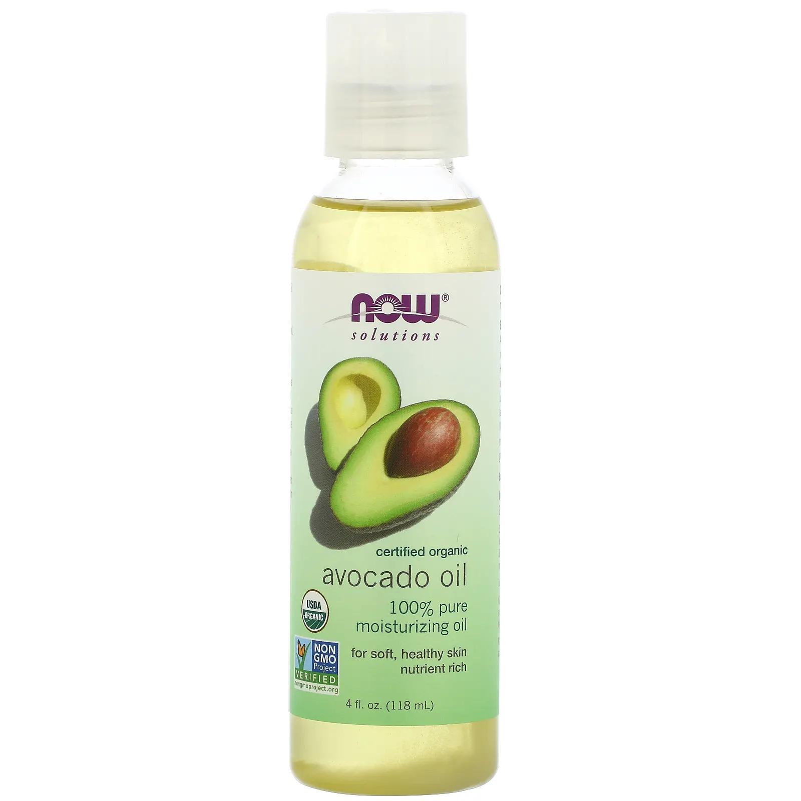 Now Foods Solutions органическое масло авокадо 4 ж. унц. (118 мл) now foods натуральный жидкий витамин e 4 ж унц 120 мл