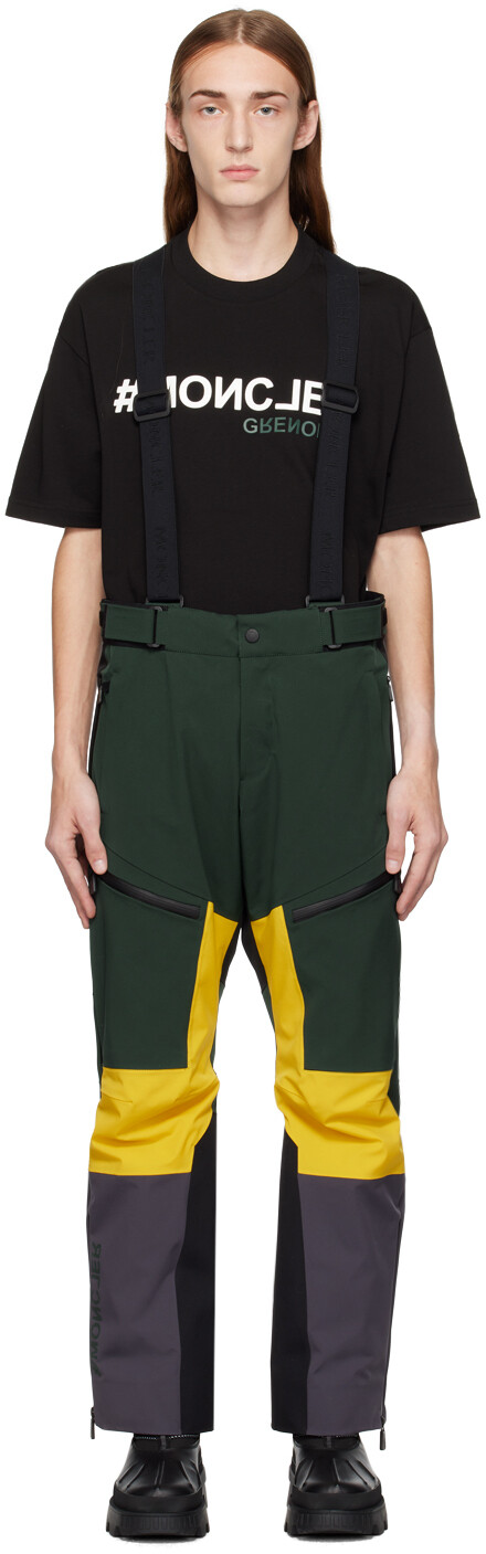 

Moncler Grenoble Зеленые и желтые лыжные брюки со вставками, Зеленый