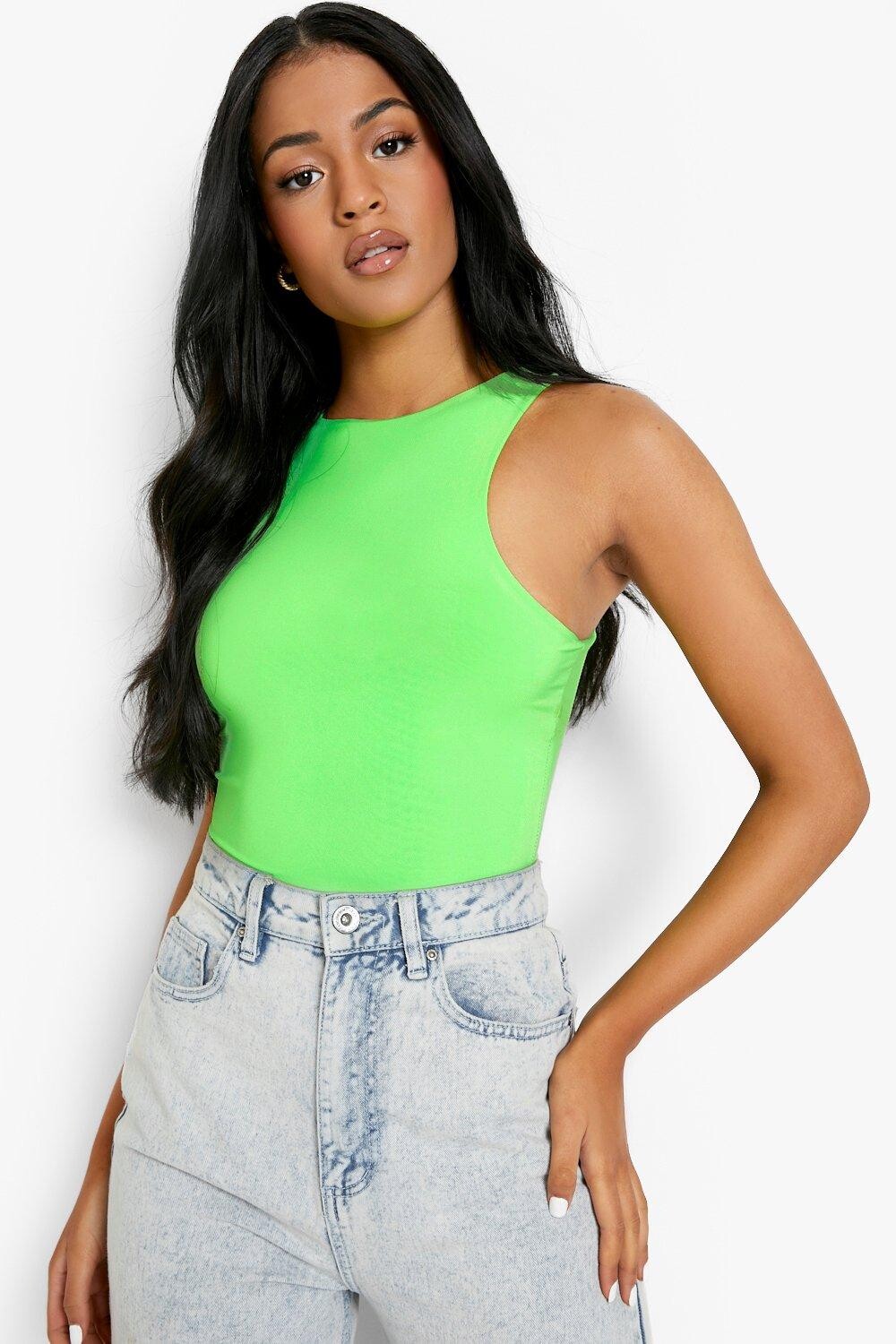 

Двухслойный объединенный боди racer tall neon Boohoo, зеленый