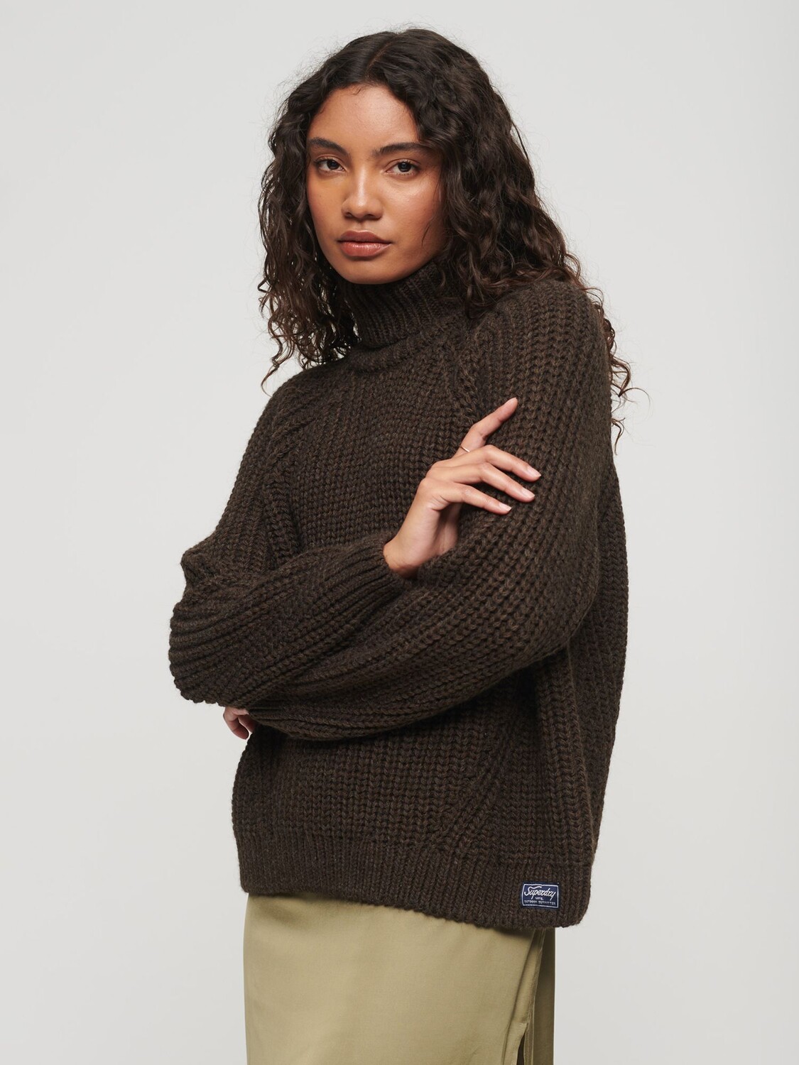 

Джемпер из смесовой шерсти с напуском и высоким воротником Superdry, коко марл