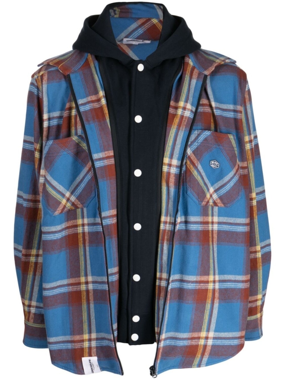 

Chocoolate layered check-print cotton jacket, синий