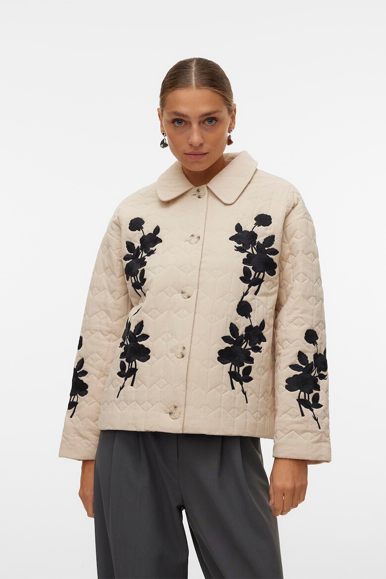 

Стеганая куртка с цветочной вышивкой Vero Moda, черный