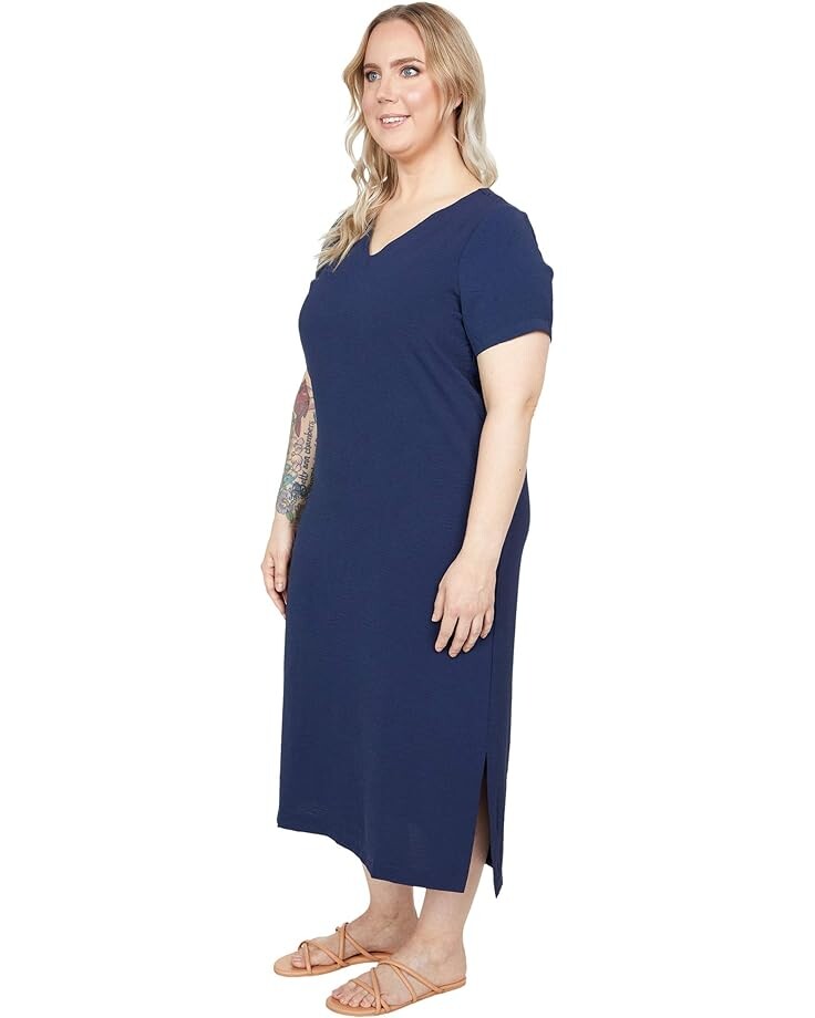 

Платье Bobeau Short Sleeve Midi Dress, темно-синий