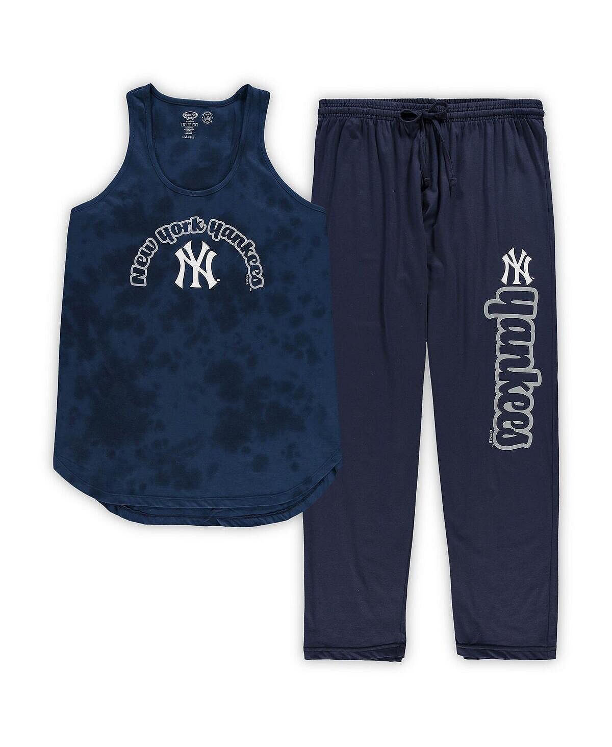 

Женский темно-синий комплект из трикотажной майки и брюк New York Yankees больших размеров для сна Concepts Sport, темно-синий