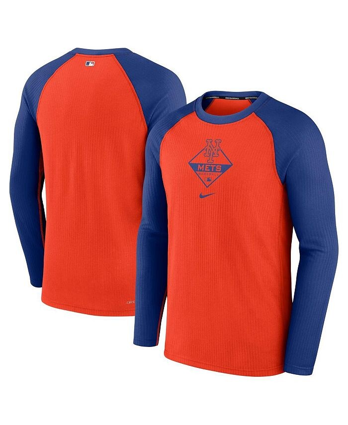 

Мужская оранжевая футболка Royal New York Mets Game Authentic Collection Performance реглан с длинным рукавом Nike, оранжевый