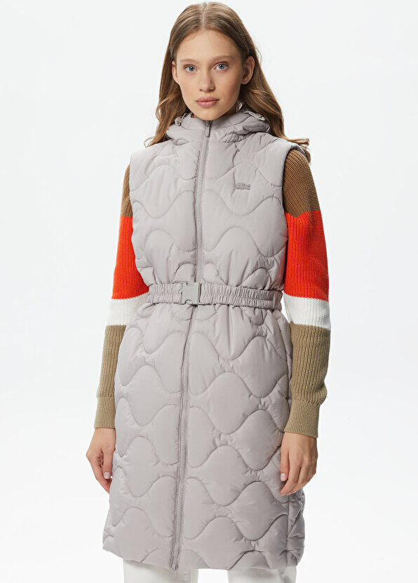 

Стеганый серый жилет с капюшоном Lacoste