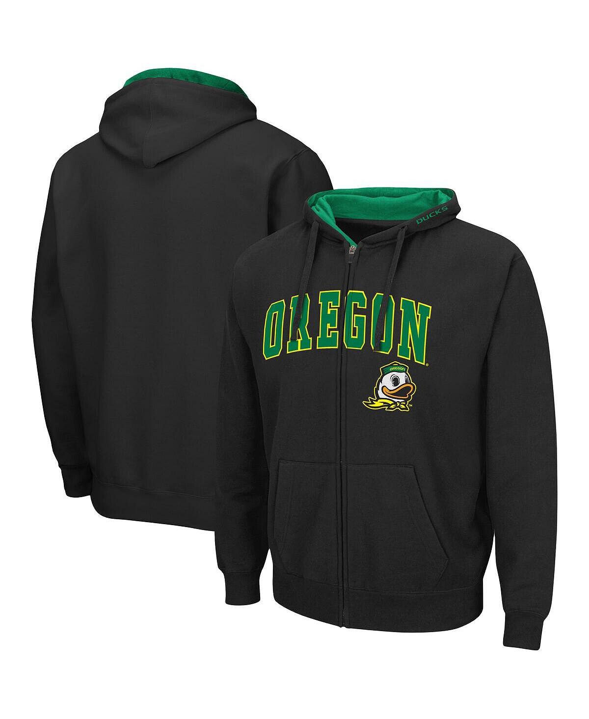 

Мужская черная толстовка с молнией во всю длину и логотипом Oregon Ducks Arch 3.0 Colosseum