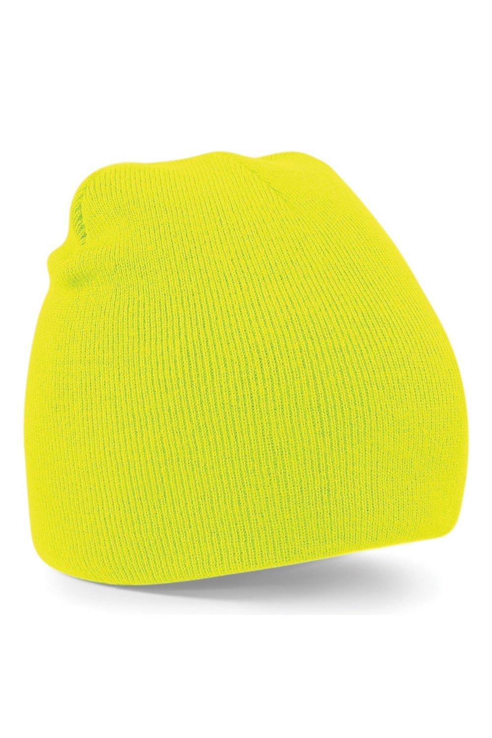 хюгге бини beechfield желтый Простая базовая вязаная зимняя шапка-бини Beechfield, желтый
